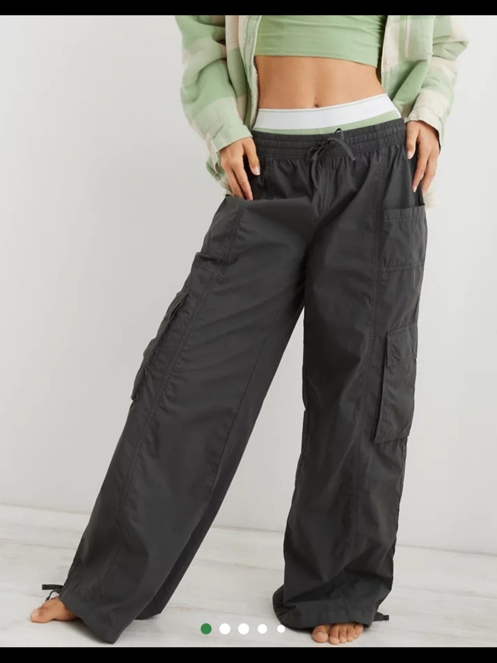 O aerie Slate Gray Pre-loved Pull-On  Cargo Pants Large